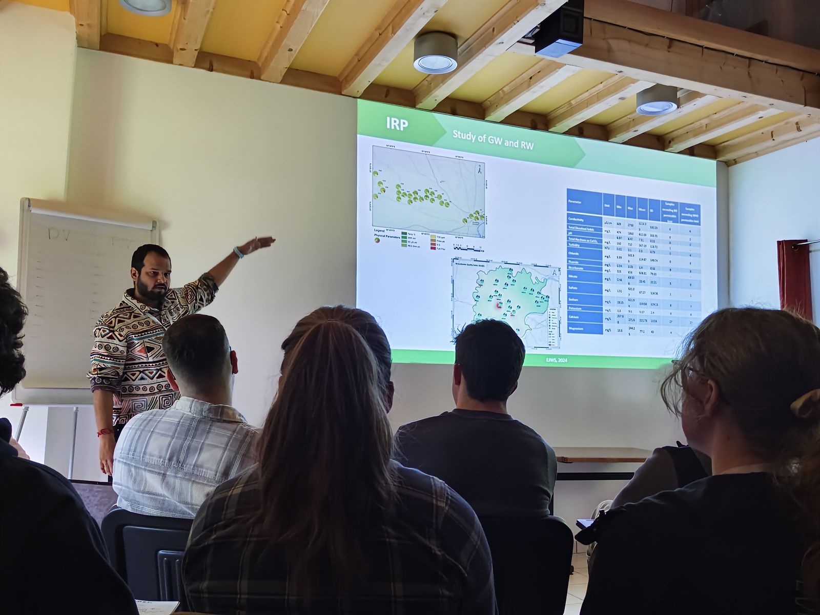 Presenting groundwater and river water study results to a seated audience